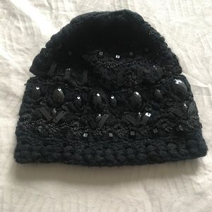 BCBG Max Azria Embellished Beanie- Black